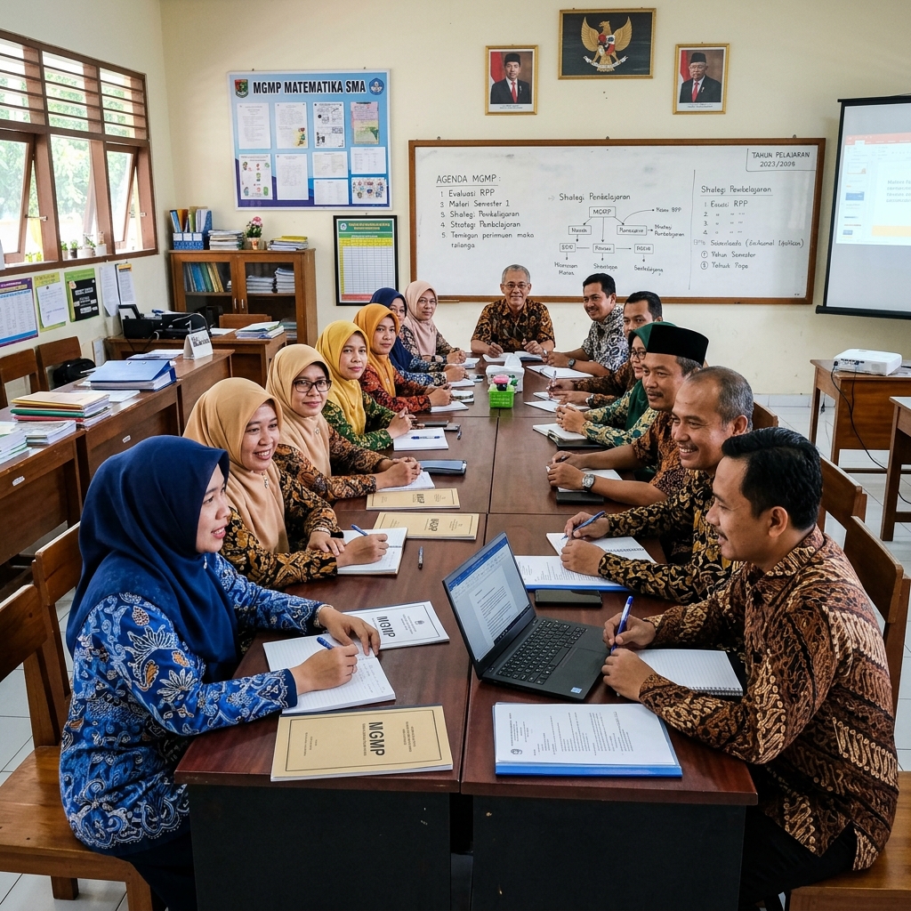 Guru-guru SMPN 2 Musuk dalam forum MGMP dan rapat koordinasi